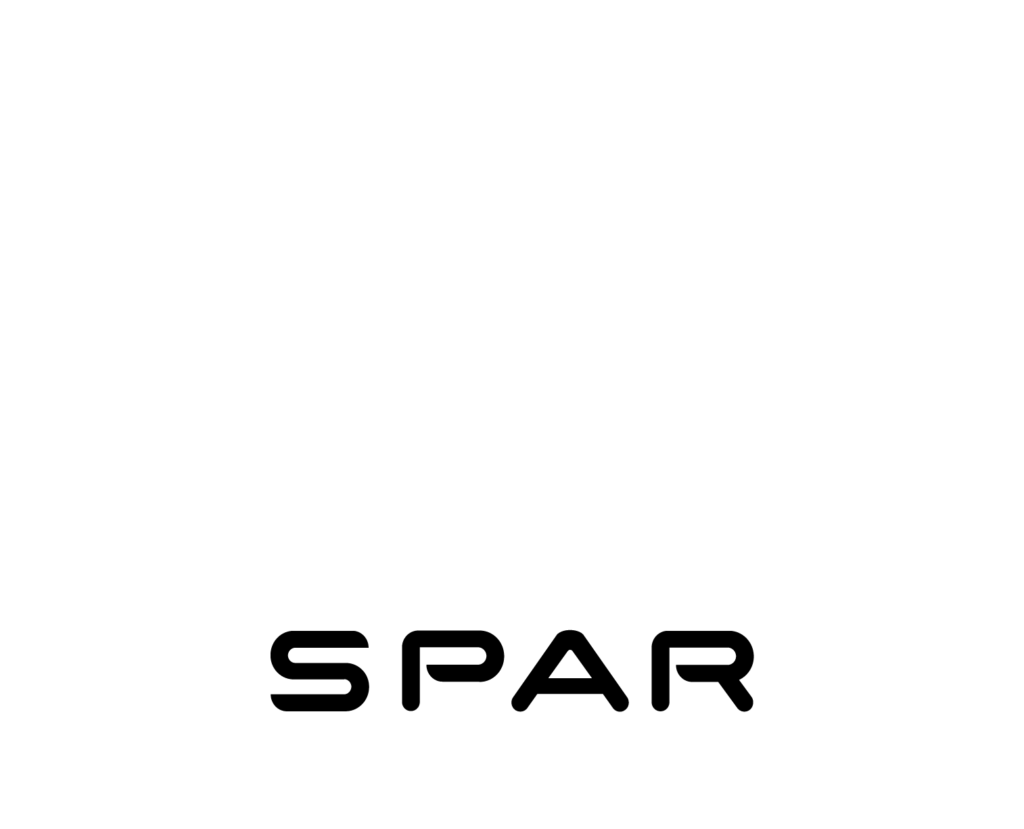 Spar logo in white.
