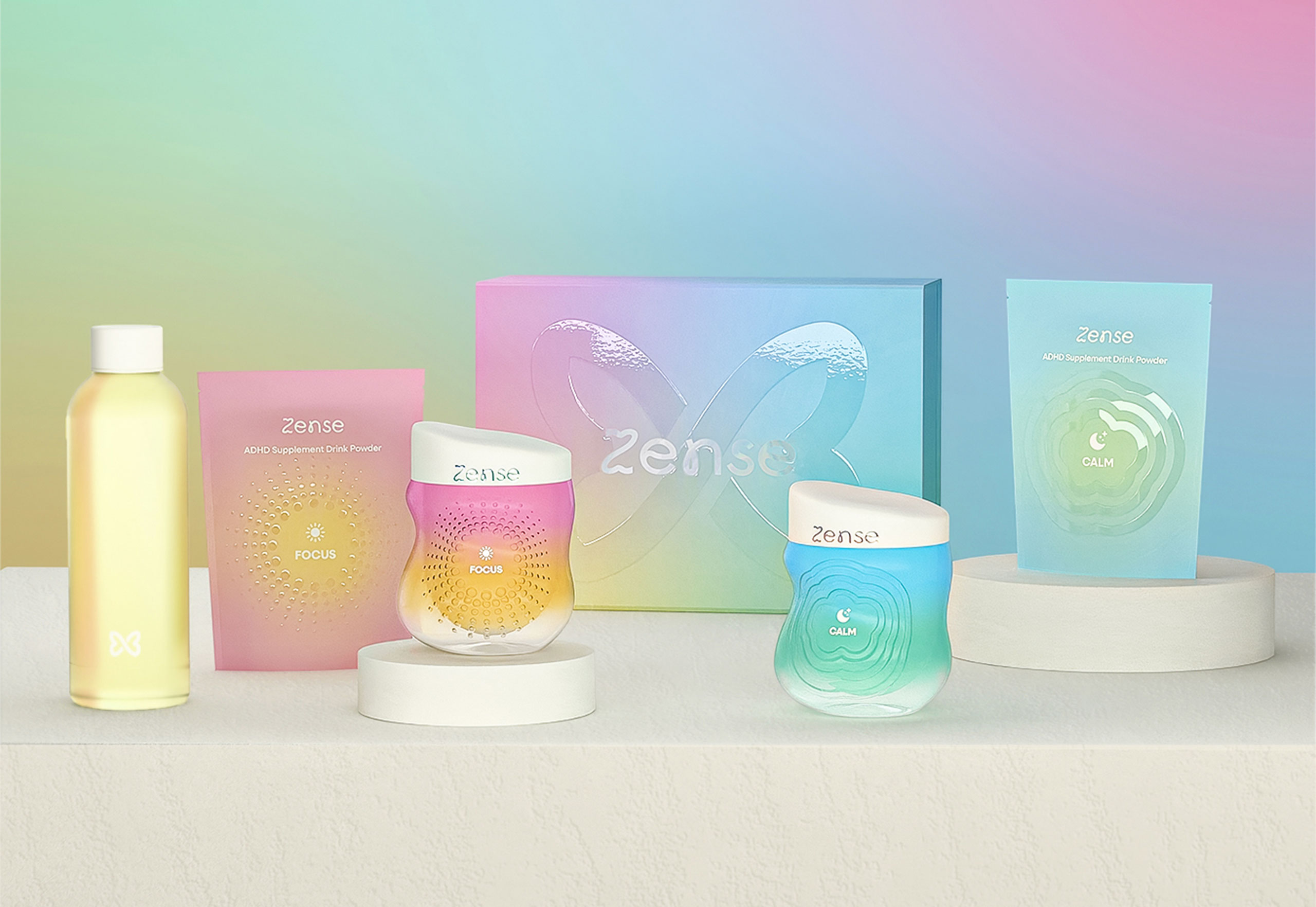 Sensory packaging for an ADHD supplement product.